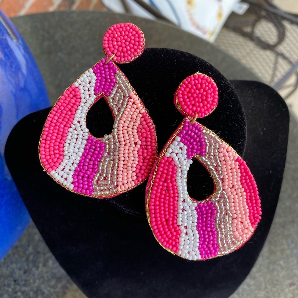 Beaded Earrings in Pinks